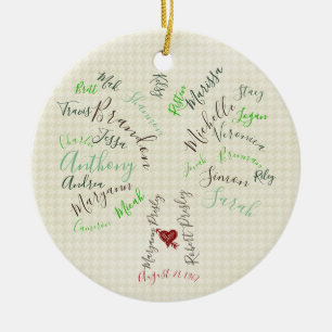 Family Tree Ornament, Custom Grandparents Gift, Ceramic Tree Decoration