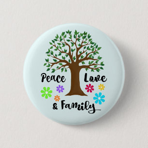Family Tree Peace Love Family Reunion Round Gift 6 Cm Round Badge