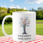 Family Tree Personalised Family Reunion Coffee Mug<br><div class="desc">Commemorate your family reunion with this stylish coffee mug. It is decorated with a colourful mosaic family tree and is easily customisable with your family name. Use the Customise Further option to change the text size, style, or colour. Because we create our artwork you won't find this exact image from...</div>