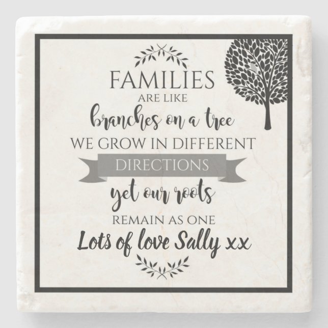 Family tree personalised gift Coaster (Front)