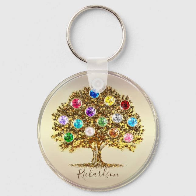 Family Tree personalised keepsake Mothers day gift Key Ring (Front)