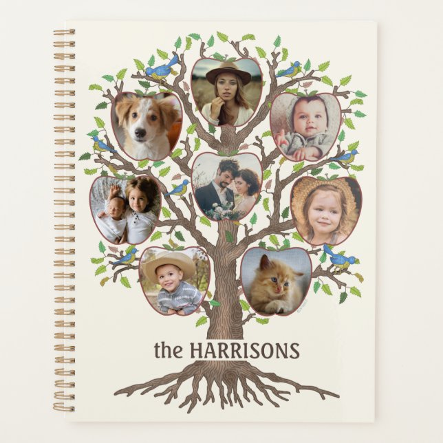 Family Tree Photo Collage 16 Picture Name Lt Beige Planner (Front)