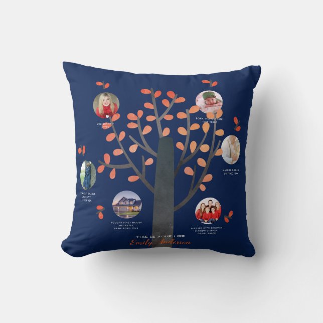 Family Tree Photo Collage Gift - ADD MILESTONES Cushion (Front)