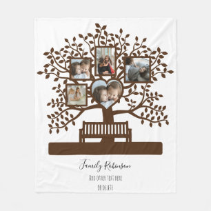 Family Tree Photo Collage Template Personalized Fleece Blanket
