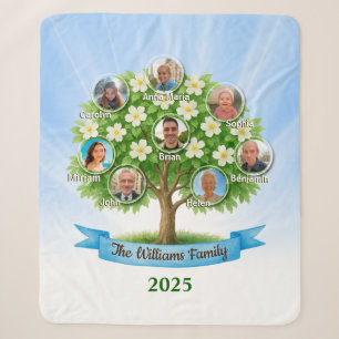 Family Tree Photo Names Sherpa Heritage cosy gran Blanket
