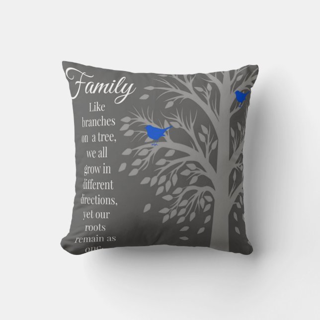 Family Tree Quote Art Throw Pillow (Front)