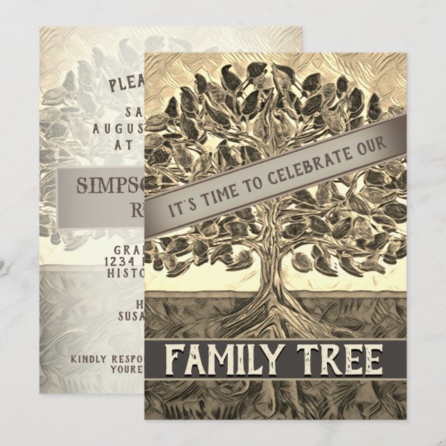 Family Tree Reunion Celebration Invitation (Front/Back)