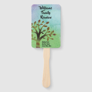 Family Tree Reunion Gathering Watercolor Modern Hand Fan
