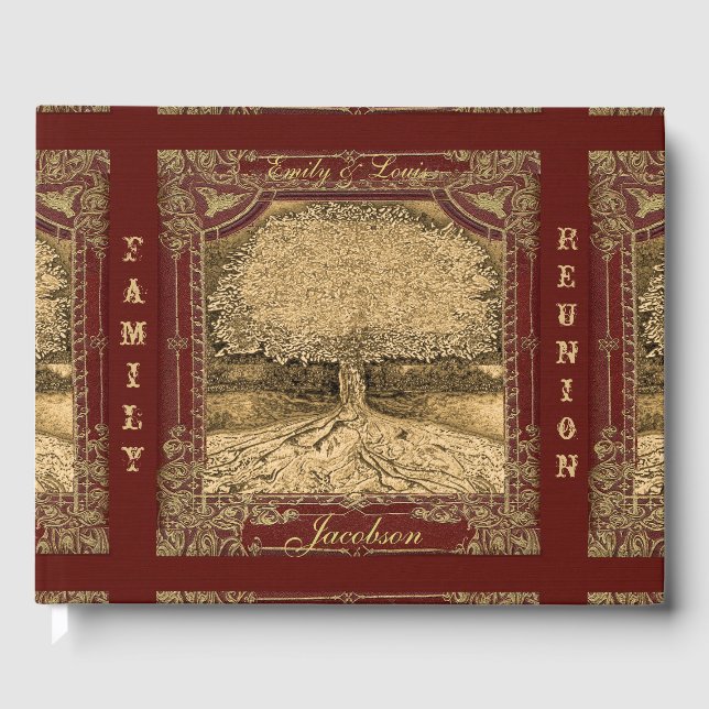 Family Tree Reunion Guest Book Vintage Look (Front)