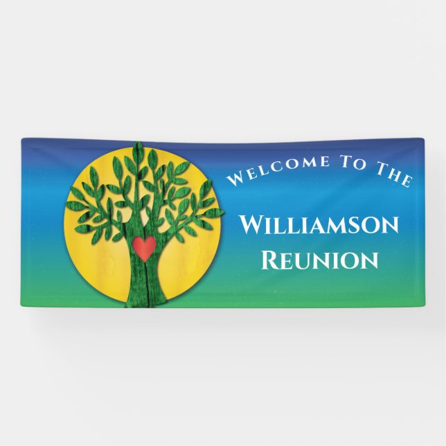 Family Tree Reunion Heart Love Banner (Horizontal)
