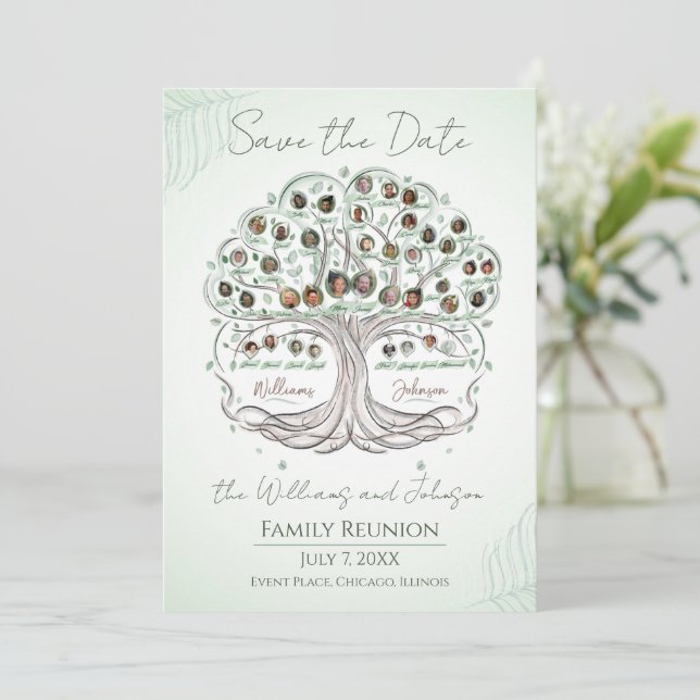 Family Tree Reunion Save The Date Invitation (Standing Front)