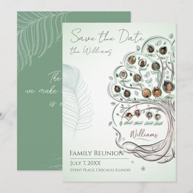 Family Tree Reunion Save The Date Invitation (Front/Back)