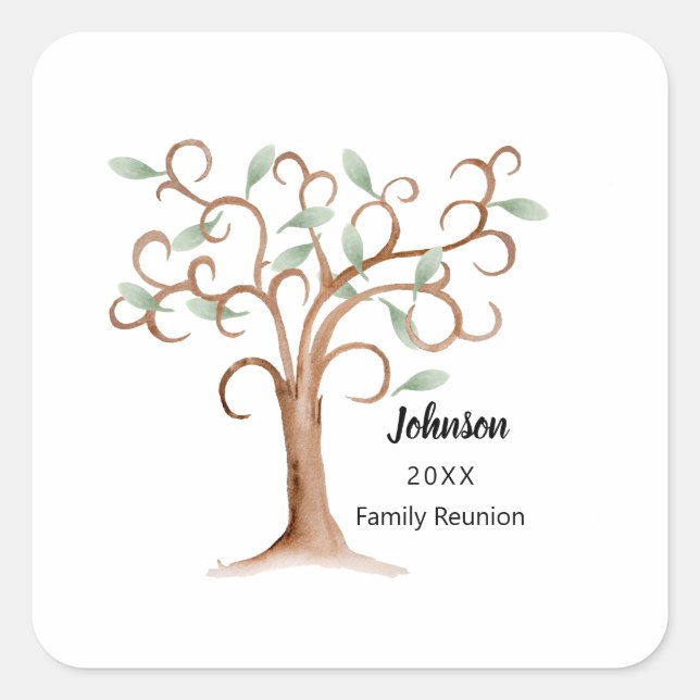 Family Tree Reunion Square Sticker (Front)