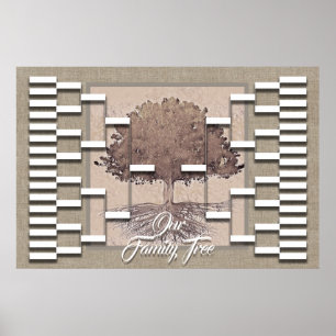 Family Tree Rustic Linen Look Poster