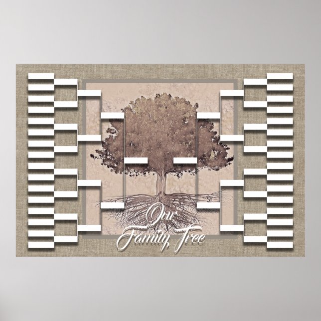 Family Tree Rustic Linen Look Poster (Front)