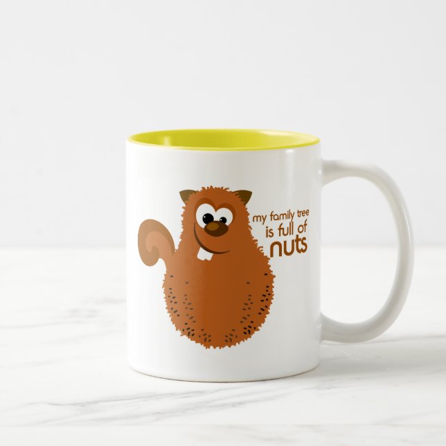 Family Tree Squirrel Funny Genealogy Quote Two-Tone Coffee Mug (Right)