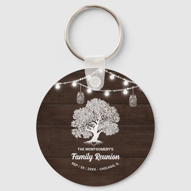 Family Tree String Lights Reunion Keychain Favour (Front)