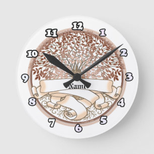Family Tree Surname Round Clock