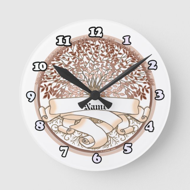 Family Tree Surname Round Clock (Front)