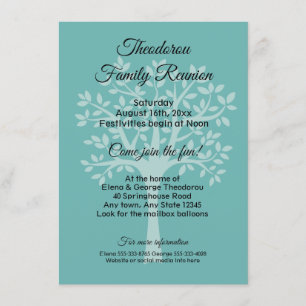Family Tree Teal Green Family Reunion Invitation