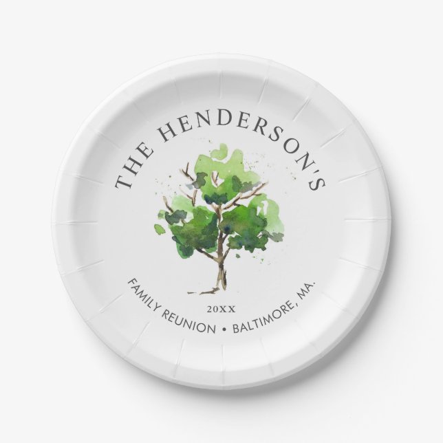 Family Tree Themed | Family Reunion Paper Plate (Front)