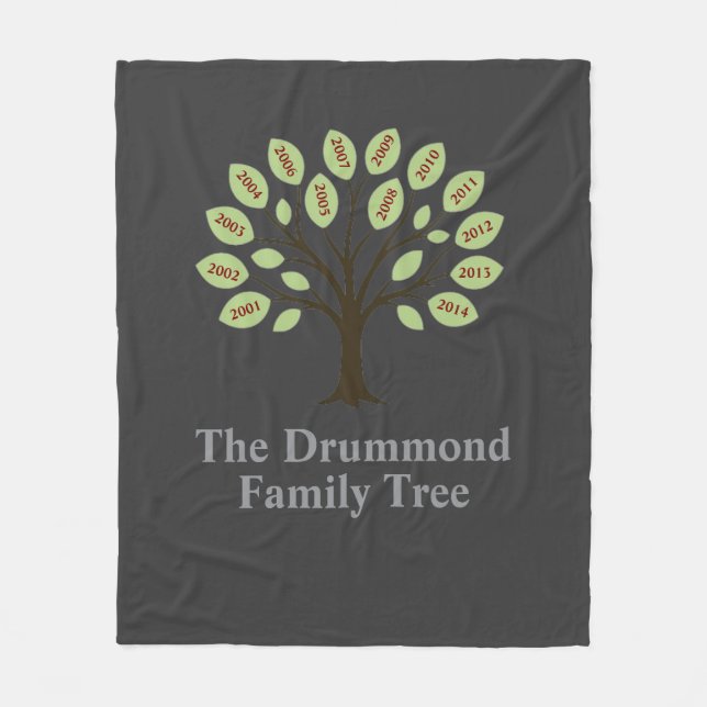 Family Tree With Birth Years Fleece Blanket (Front)