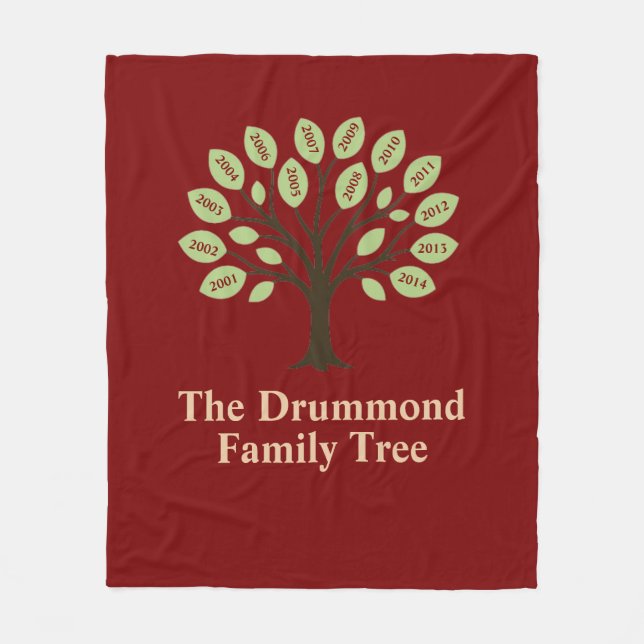 Family Tree With Birth Years Fleece Blanket (Front)