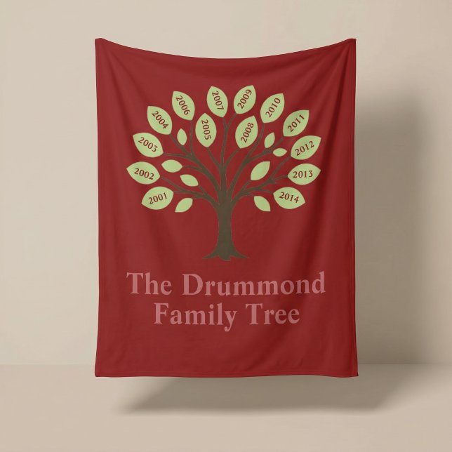 Family Tree With Birth Years Fleece Blanket (Creator Uploaded)