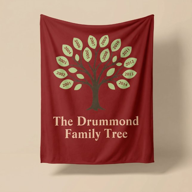 Family Tree With Birth Years Fleece Blanket (Creator Uploaded)