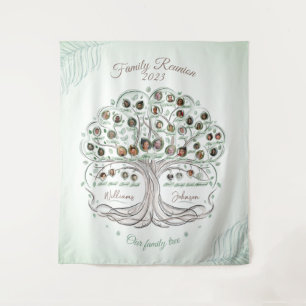 Family Tree with photos Reunion backdrop banner Tapestry
