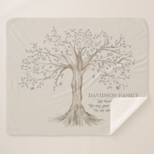Family Tree With Quote Personalised Tan Sherpa Blanket