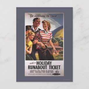 Family Trio on Holiday Runabout Savings Postcard