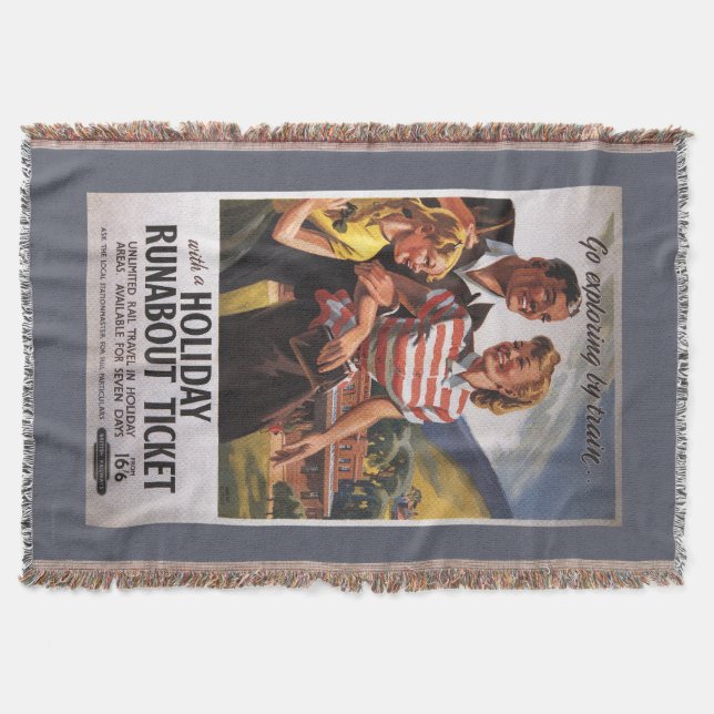 Family Trio on Holiday Runabout Savings Throw Blanket (Front)