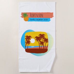 Family Tropical Beach Vacation Souvenir Beach Towel