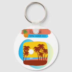 Family Tropical Beach Vacation Souvenir Key Ring