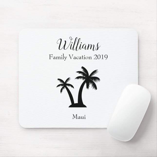 Family Tropical Vacation Palm Tree Keepsake Mouse Mat (With Mouse)