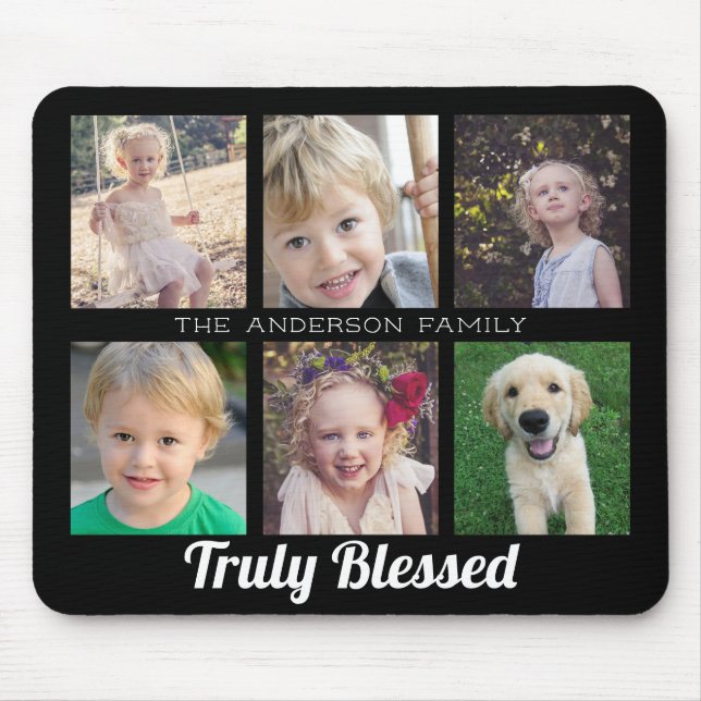 Family Truly Blessed 6 Photo Collage Mouse Pad (Front)