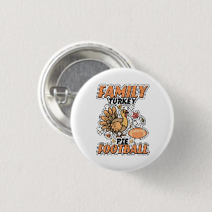 Family Turkey Pie Football Leaf Fall Thanksgiving  3 Cm Round Badge