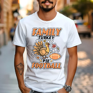 Family Turkey Pie Football Leaf Fall Thanksgiving T-Shirt