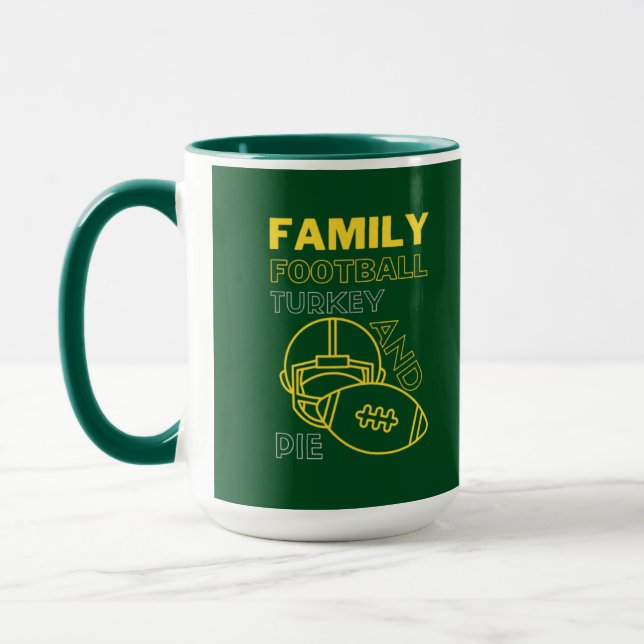 Family Turkey Pie Football Thanksgiving Mug (Left)