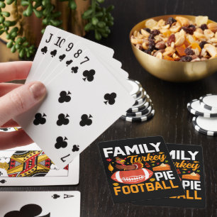 Family Turkey Pie Football Thanksgiving Playing Cards