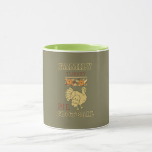 Family Turkey Pie Thanksgiving Football Outfit Mug