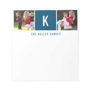 Family Two Photo Personalised Blue Notepad