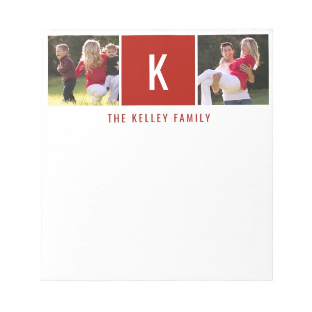 Family Two Photo Personalised Red Notepad (Front)