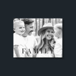 Family Typography B/W Portrait Large Canvas Print<br><div class="desc">Family Black and White Portrait Canvas.  Large.  Typography.  Black and white filter applied to portrait.</div>