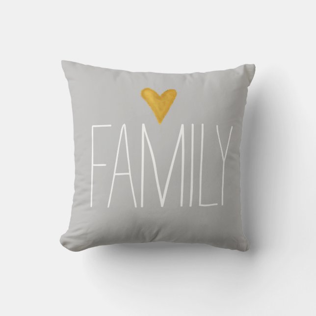 'family' typography, dove grey cushion (Front)