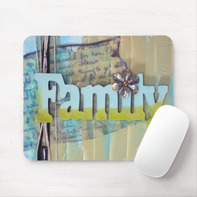 Family Typography Mixed Media Style Artwork Mouse Mat (With Mouse)