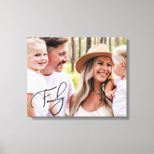 Family Typography Portrait Large Canvas Print