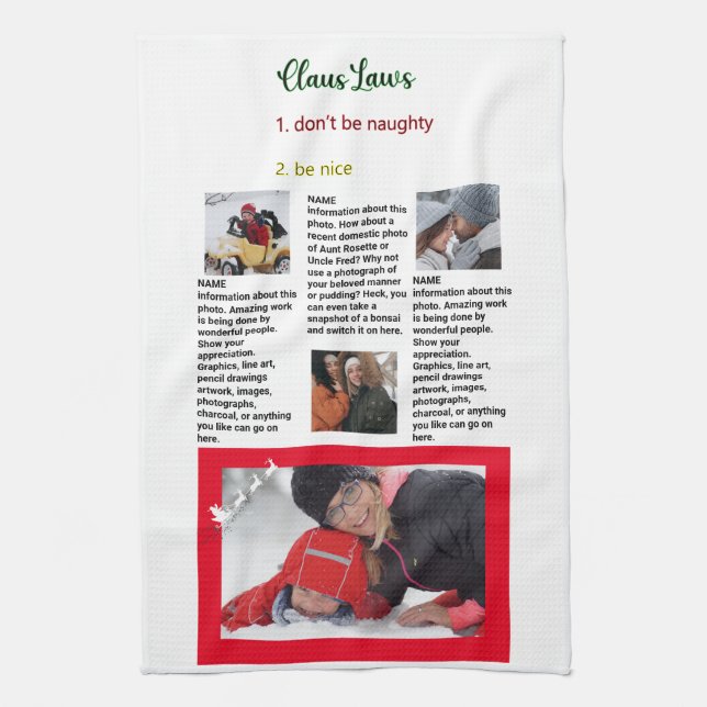 Family Update News 🎄✨ Christmas Photo Tea Towel (Vertical)