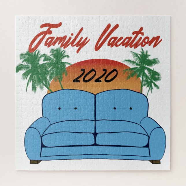 Family Vacation 2020 on the Sofa Funny Virus Joke Jigsaw Puzzle (Vertical)